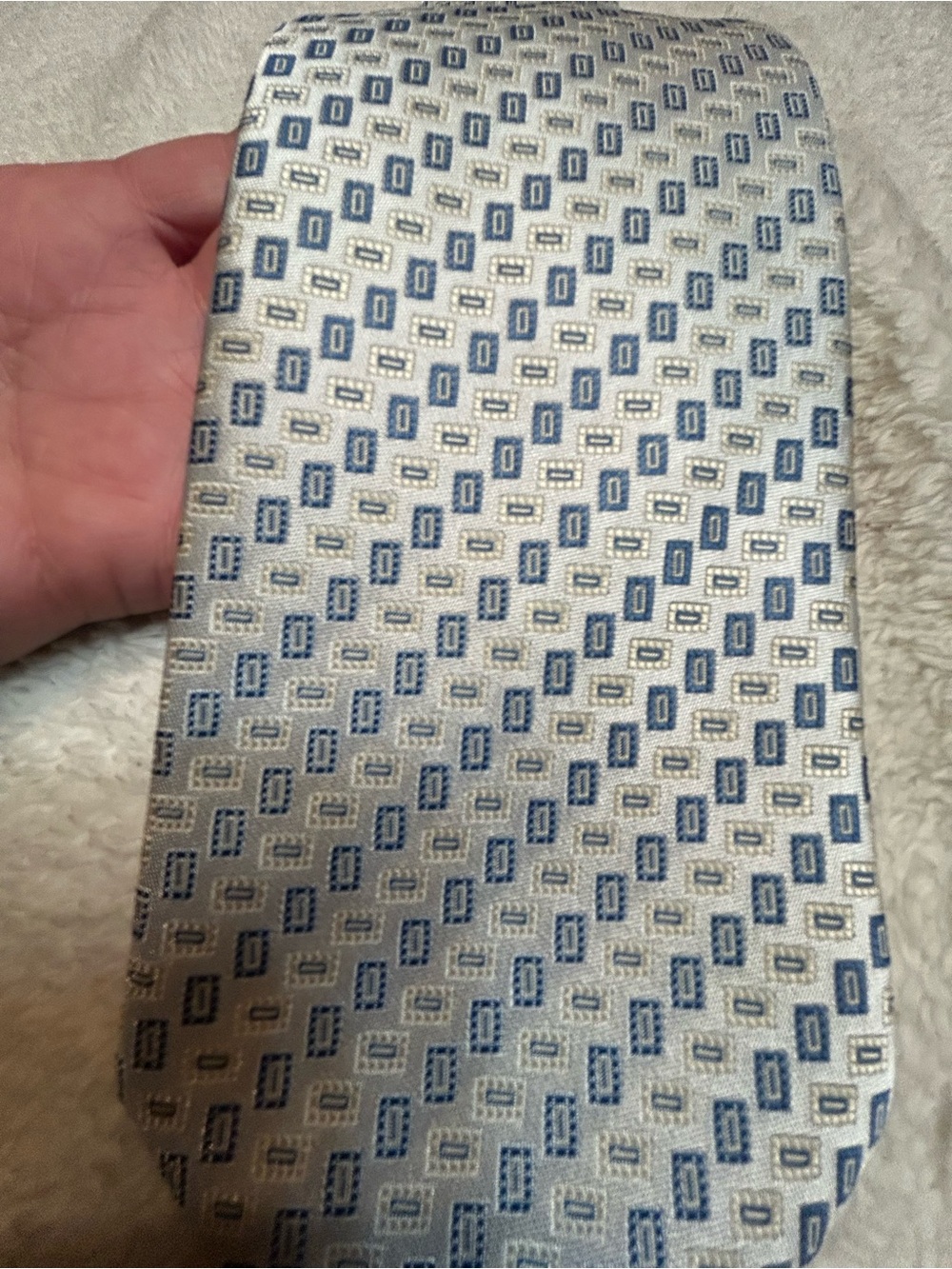 🎁3 for $30 - White Clip On Tie with Blue